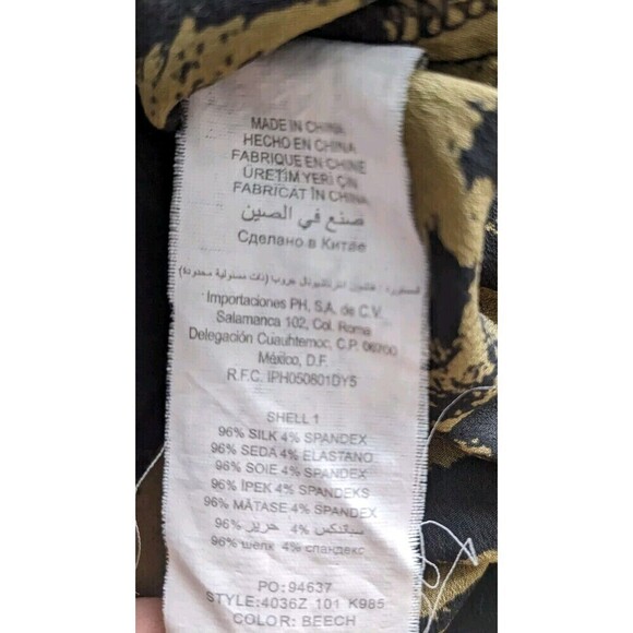 BEBE SILK BUTTON DOWN SHIRT TOP SIZE XS Animal Print Oversized Collared N16 - Picture 7 of 8